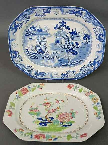 Appraisal: Large blue and white ironstone platter in the Blue Willow