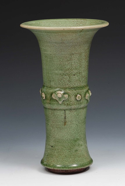 Appraisal: A Chinese celadon gu shaped vase th Centurywith a simple