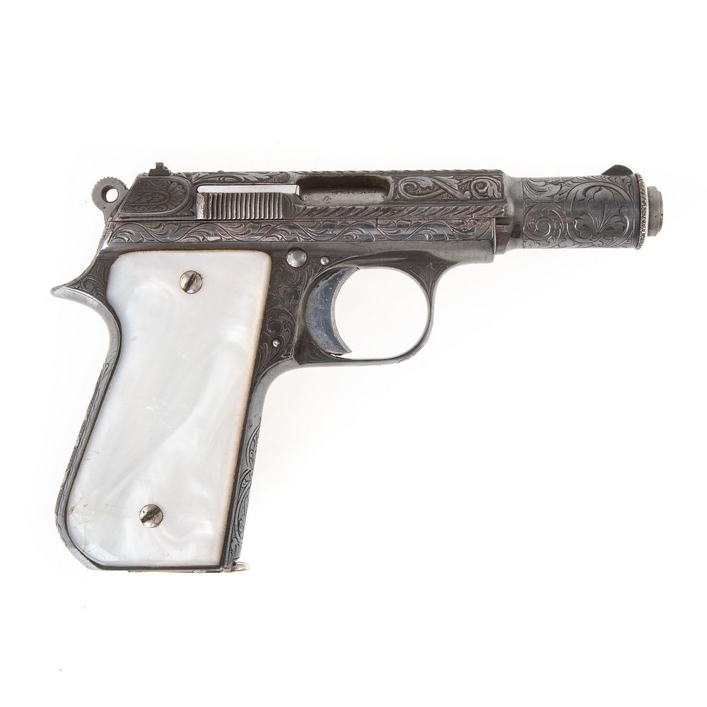 Appraisal: Astra Semi-Auto Pistol Heavily Engraved cal serial Number one mag