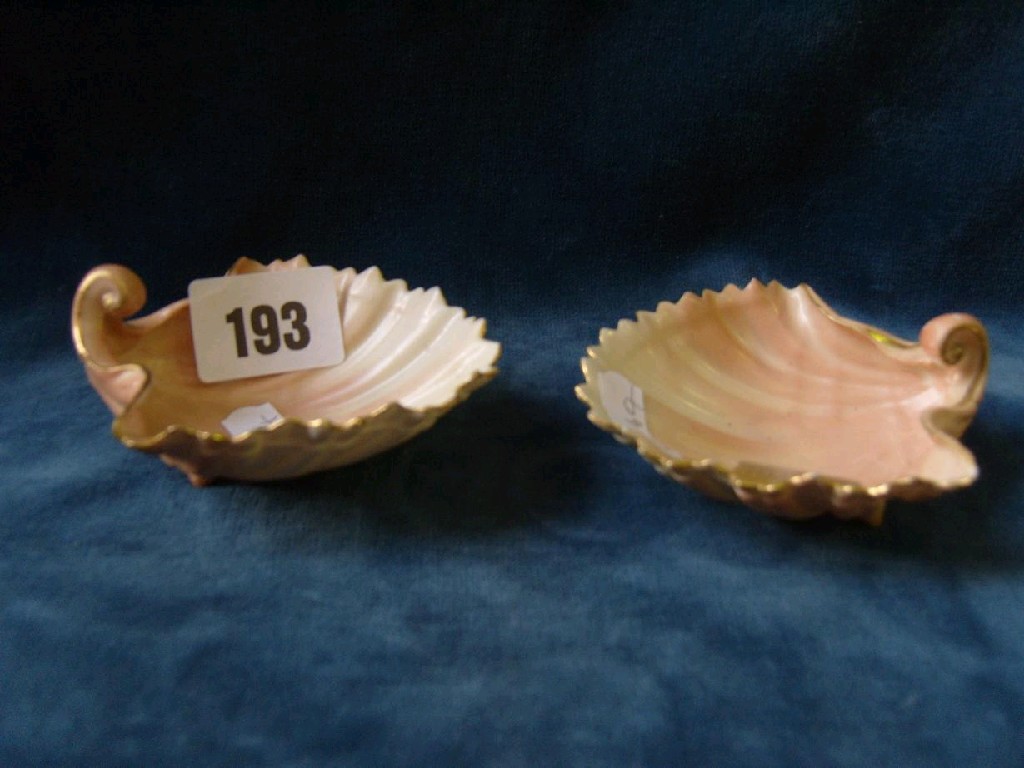 Appraisal: A pair of Royal Ivory porcelain shell shaped dishes in