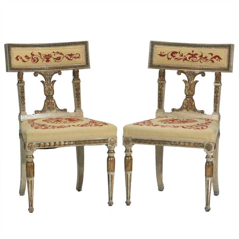 Appraisal: Pair of French Side Chairs in the Empire manner with