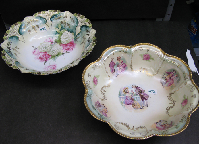 Appraisal: TWO GERMAN LUSTRE PORCELAIN BERRY BOWLS One is R S