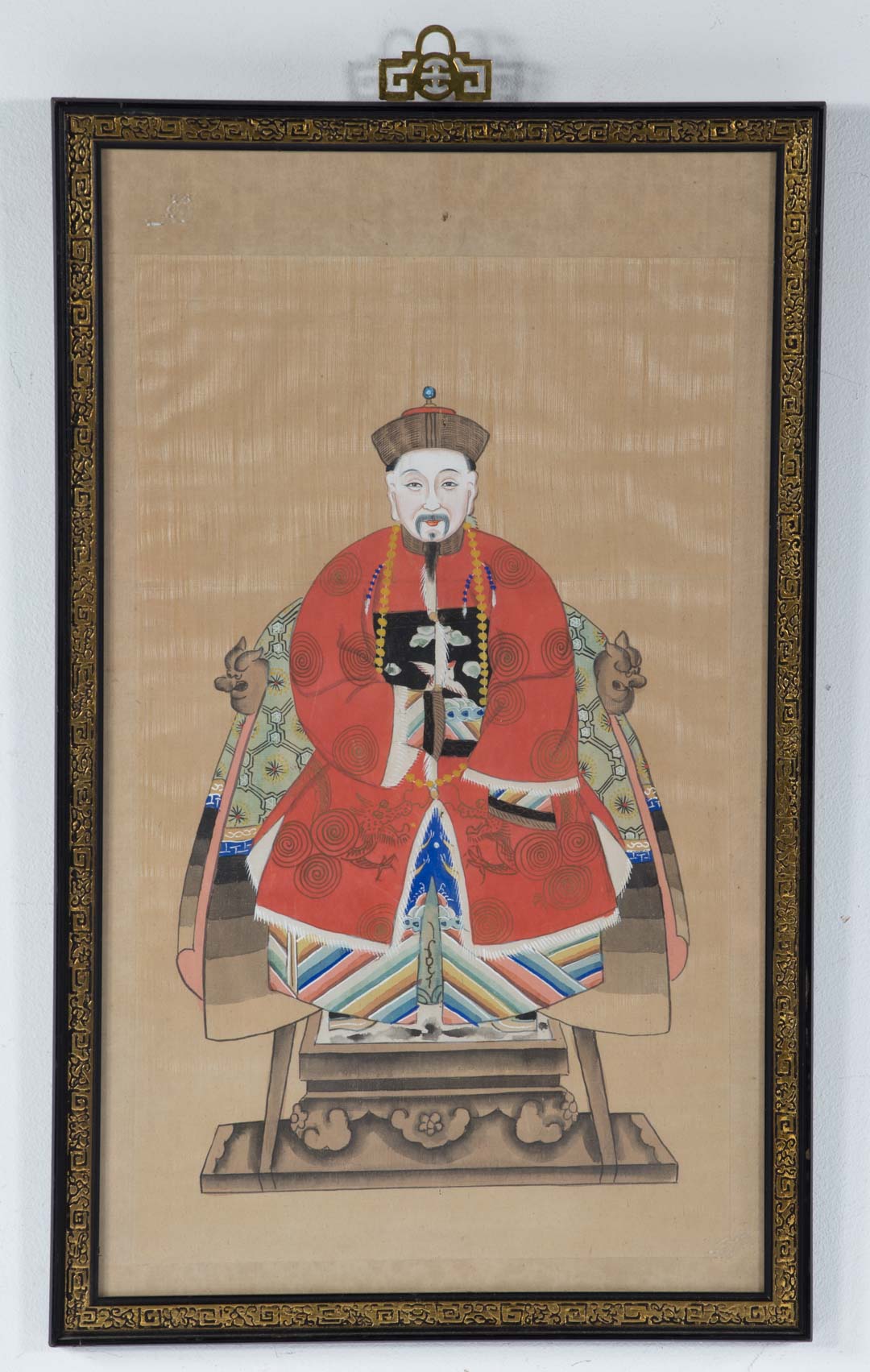 Appraisal: Chinese gouache on pith paper ancestor portrait early th century