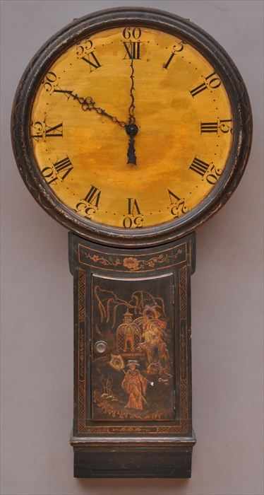 Appraisal: GEORGE II-STYLE BLACK LACQUER ACTS OF PARLIAMENT CLOCK The white-painted