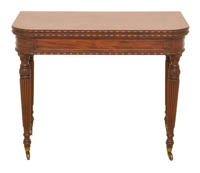 Appraisal: AN EARLY VICTORIAN MAHOGANY FOLDOVER CARD TABLE rounded rectangular with