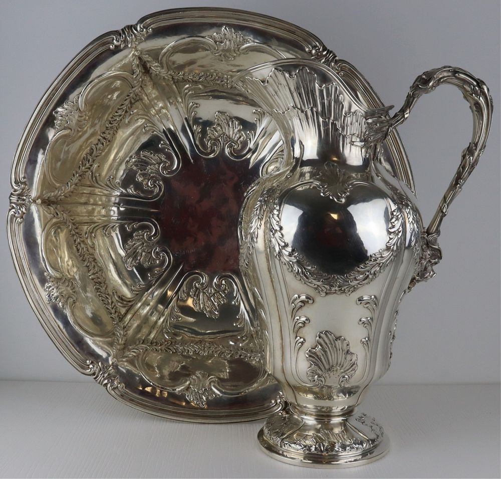 Appraisal: SILVER French Edmond Tetard Silver Wash Basin and Jug Includes