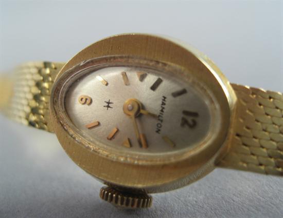 Appraisal: A Ladies Gold Hamilton Wristwatch K marked yellow gold case