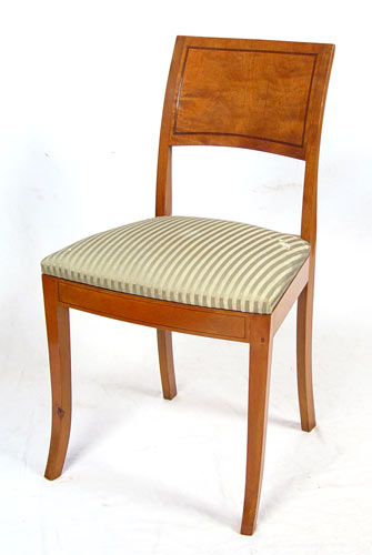 Appraisal: BIEDERMEIER PARQUETRY SIDE CHAIR Danish flame birch with a French