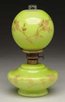 Appraisal: SCARCE CHARTREUSE CASED MINI LAMP S - Chartreuse cased glass