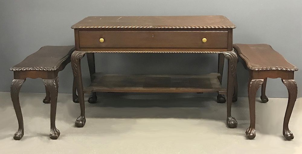 Appraisal: Feldenkrais Chippendale Style Side Server Etc Feldenkrais Chippendale style mahogany