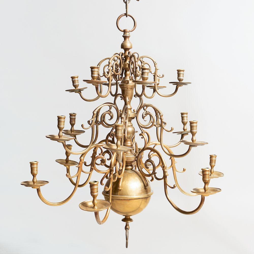 Appraisal: Dutch Brass Eighteen-Light Chandelier x in diam Condition Some minor