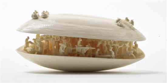 Appraisal: A Chinese Carved Ivory Clam's Dream the interior depicted with