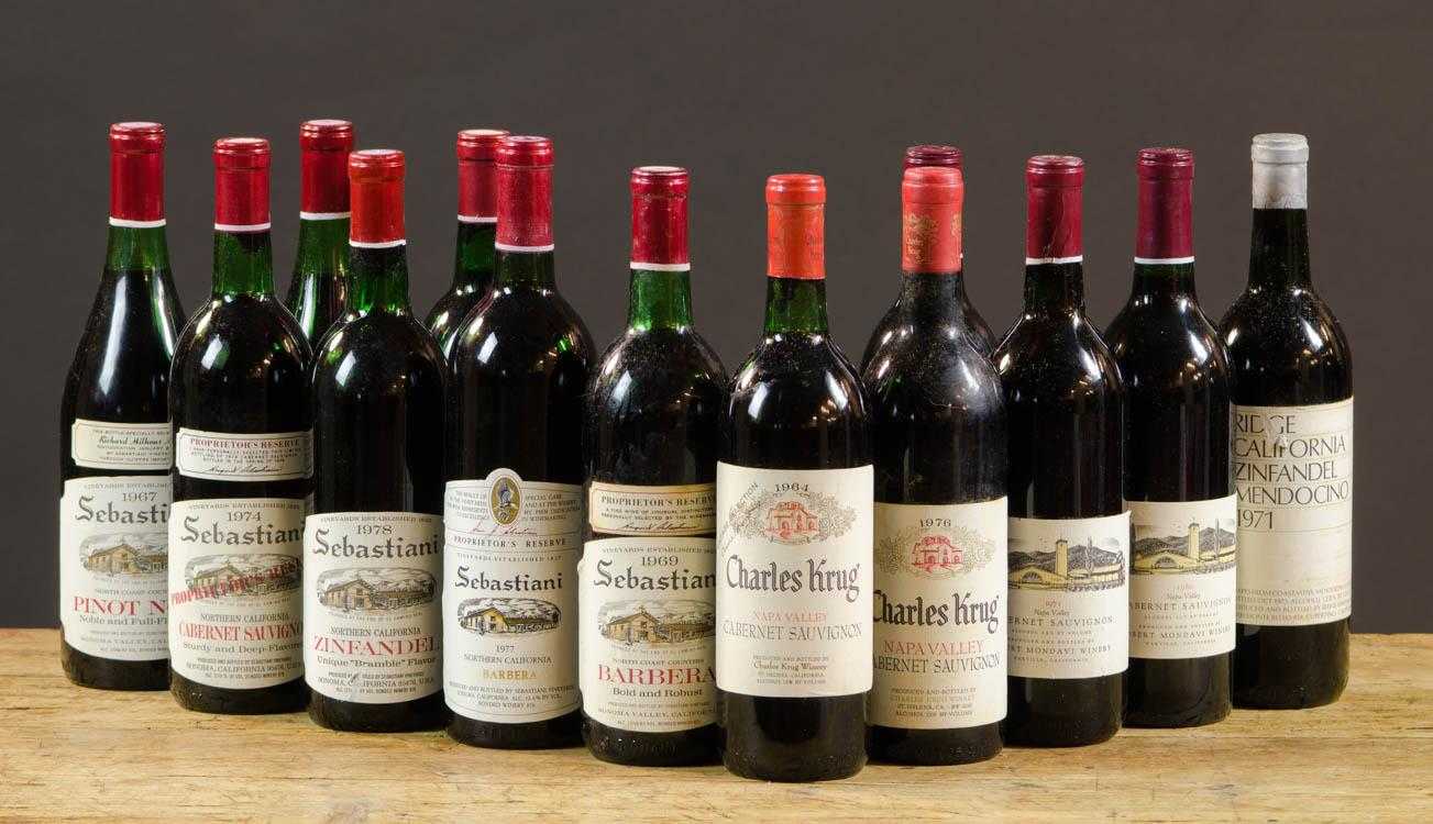 Appraisal: THIRTEEN BOTTLES OF VINTAGE CALIFORNIA RED WINE Charles Krug Cabernet