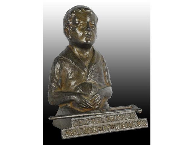 Appraisal: Cast Iron Wisconsin Beggar Boy Still Bank Description Made in