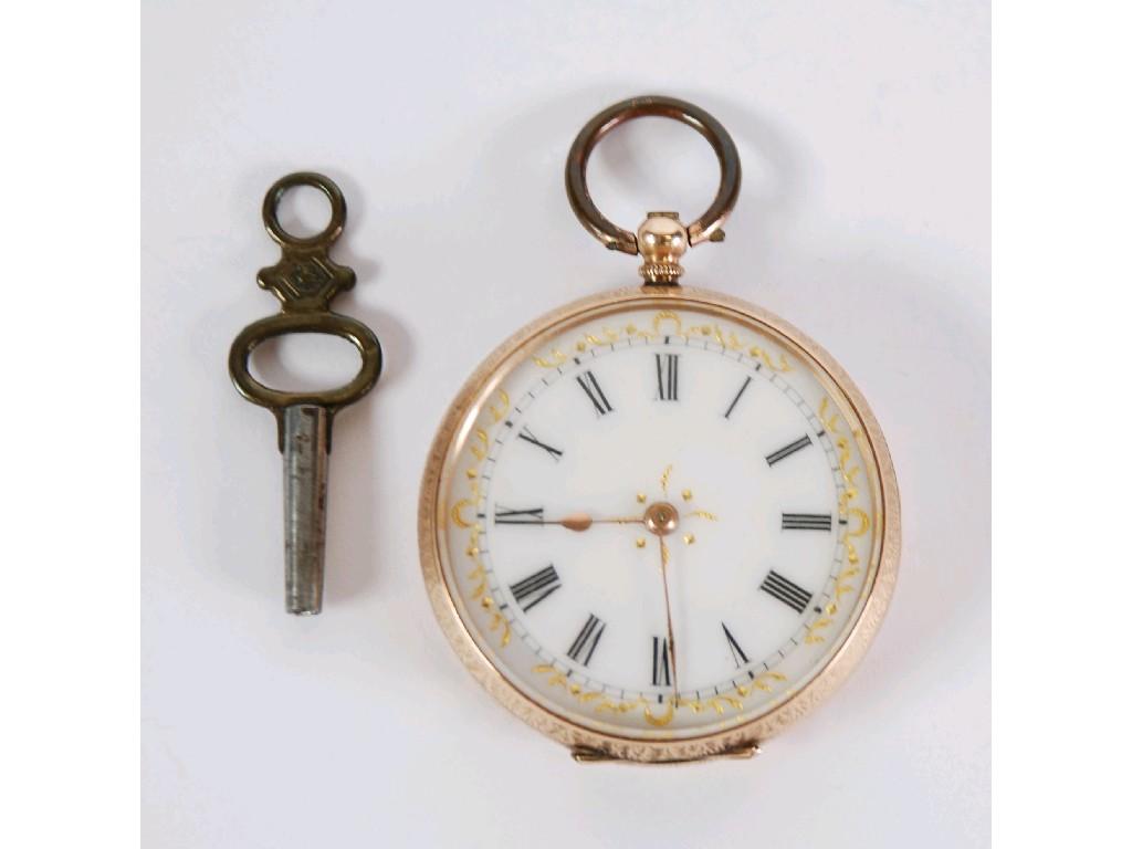 Appraisal: LADY'S ct GOLD POCKET WATCH with key wind movement gilt