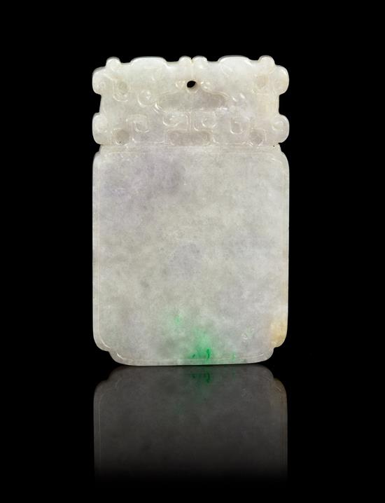 Appraisal: Sale Lot A Chinese Jadeite Plaque republic period early th