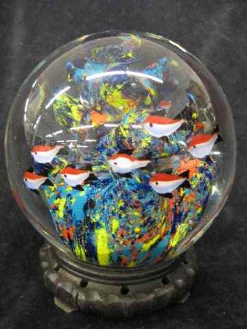 Appraisal: Large Art Glass Paperweight aquatic scene '' diameter