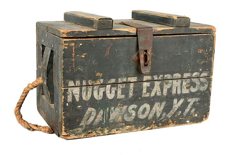 Appraisal: Nugget Express Wood Strong Box Front is marked Nugget Express