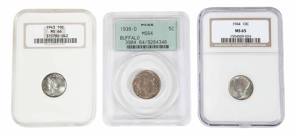 Appraisal: Three Graded Coins -D Buffalo Nickel PCGS MS D S