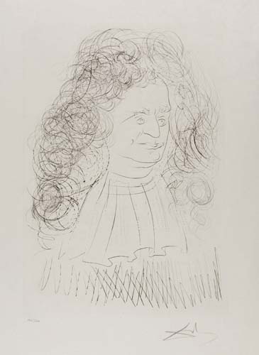 Appraisal: SALVADOR DAL Le Portrait de La Fontaine Drypoint on Japon