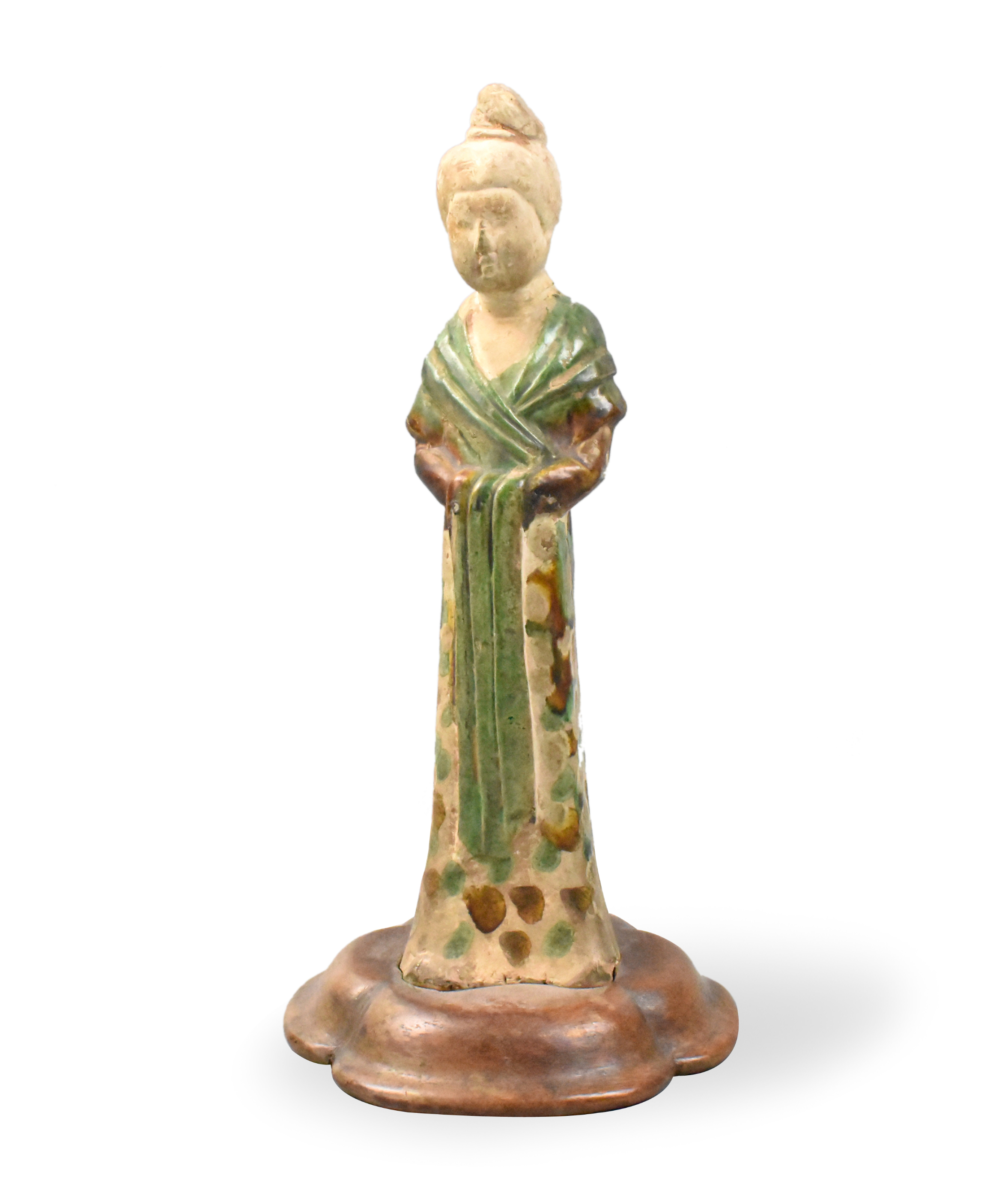 Appraisal: A Chinese sancai glazed lady figure dating from the Tang