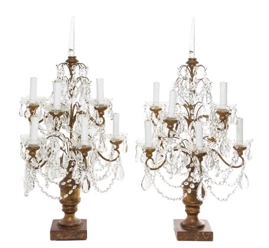 Appraisal: Sale Lot A Pair of Italian Giltwood Ten-Light Candelabra th