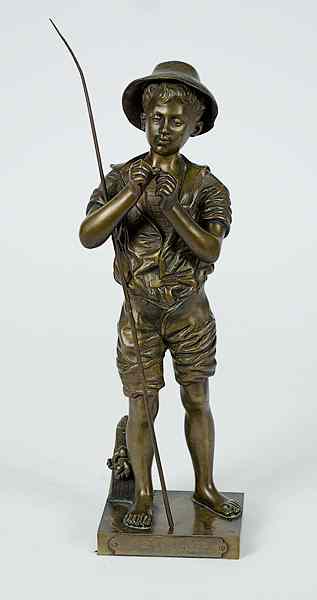 Appraisal: Bronze Fisher Boy by Adolphe Jean Lavergne Adolphe Jean Lavergne