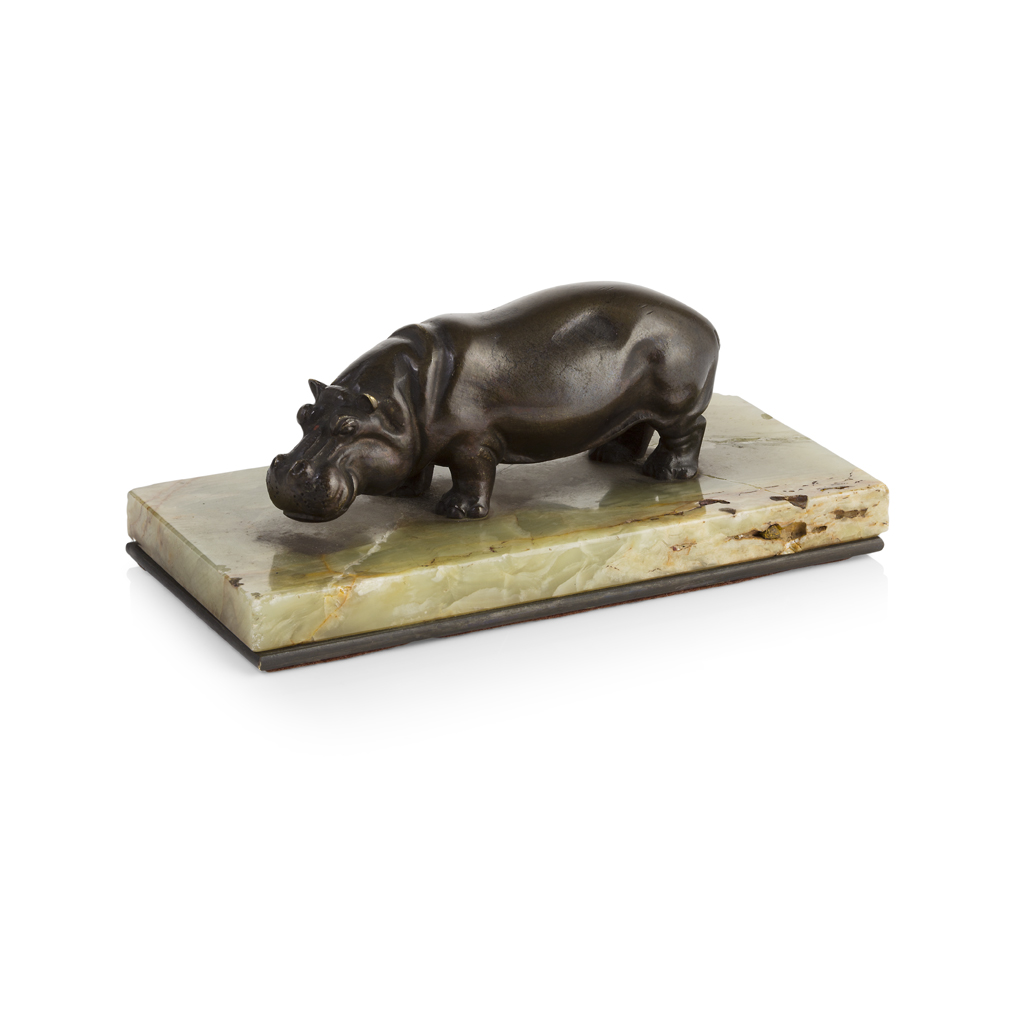 Appraisal: ASPREY OF LONDON BRONZE HIPPO DESK WEIGHT TH CENTURY the