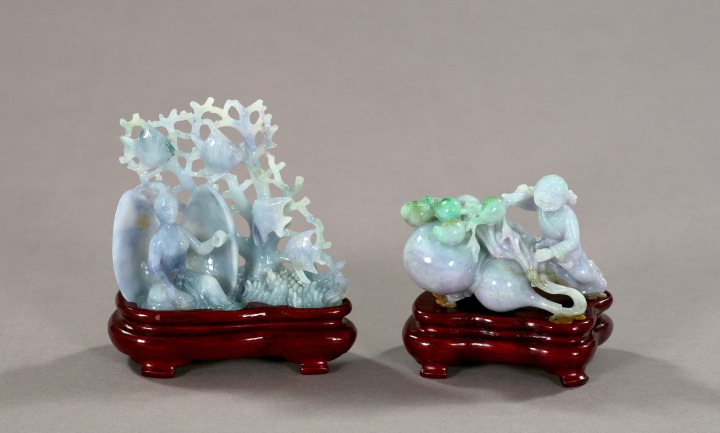 Appraisal: Group of Two Chinese Well-Carved Jadeite Groups mid- th century