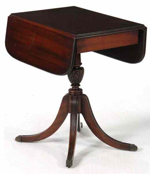 Appraisal: Duncan Phyfe Style Bedside Tablemahogany two drop leaves turned and