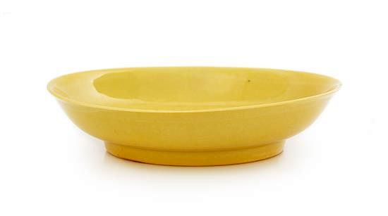 Appraisal: A Yellow Glazed Porcelain Dish Diameter inches A Yellow Glazed