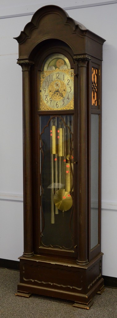 Appraisal: Herschedes Model Georgian mahogany hall clock chiming on tubes Westminster