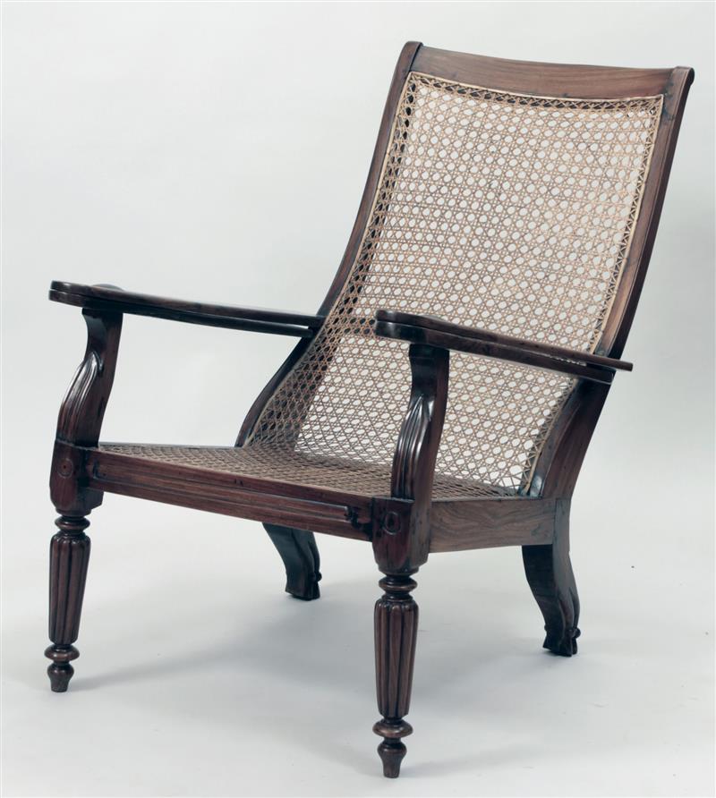 Appraisal: West Indian Style Rosewood and Caned Plantation Chair With hinged