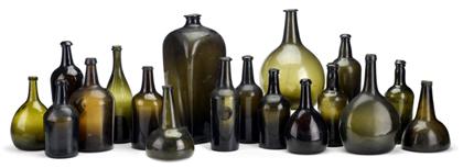 Appraisal: Eighteen blown green glass bottles and flasksamerican and english th