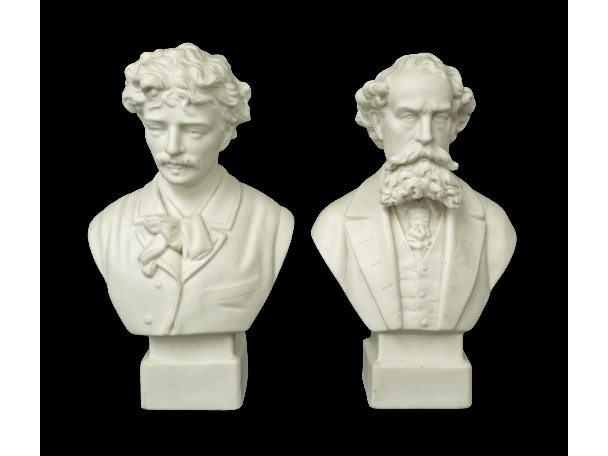 Appraisal: Two Parian busts of Dickens and Paderewski each high