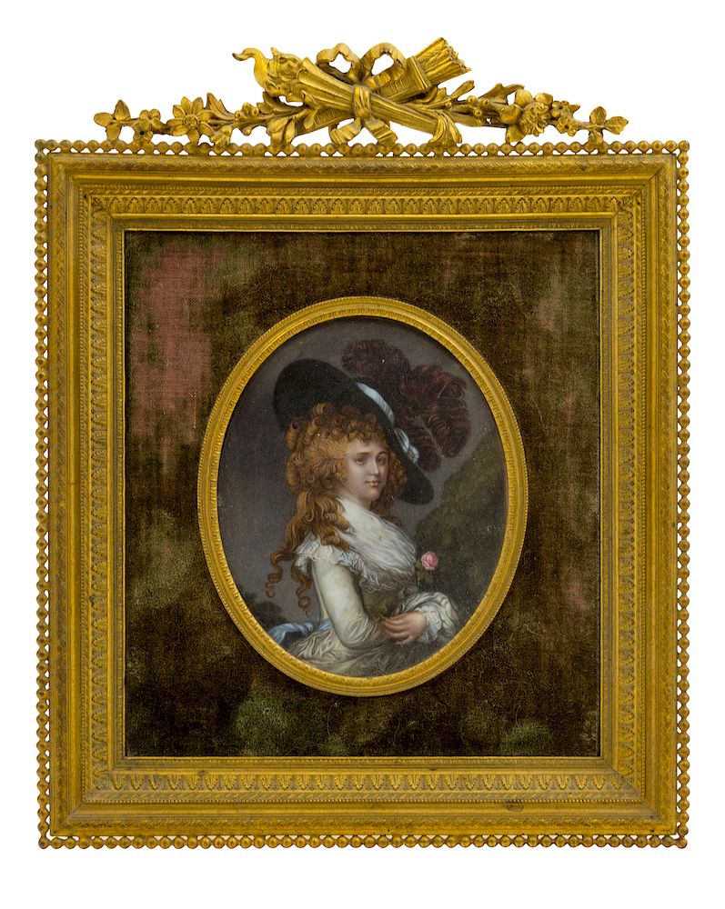 Appraisal: A Continental Painted Portrait Miniature Circa A Continental Painted Portrait