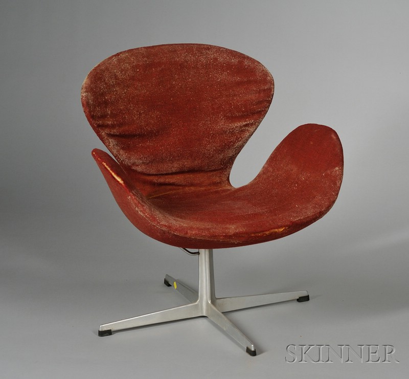 Appraisal: Arne Jacobsen Swan Chair Upholstery and aluminum Mfg by Fritz