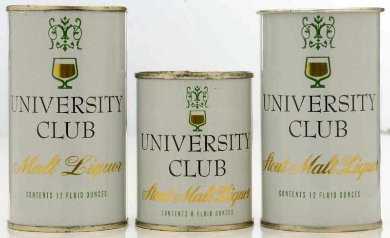 Appraisal: University Club Flat Top Beer Cans - bottom has been