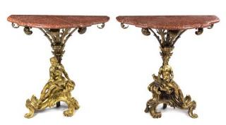 Appraisal: A Pair of Louis XV Style Gilt Bronze and Marble