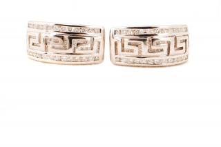 Appraisal: k White Gold Diamond Greek Key Earrings Pair of k