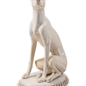 Appraisal: A White Glazed Terra Cotta Whippet th Century Height x