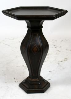 Appraisal: Leather wrapped octagonal side table Leather wrapped octagonal side table