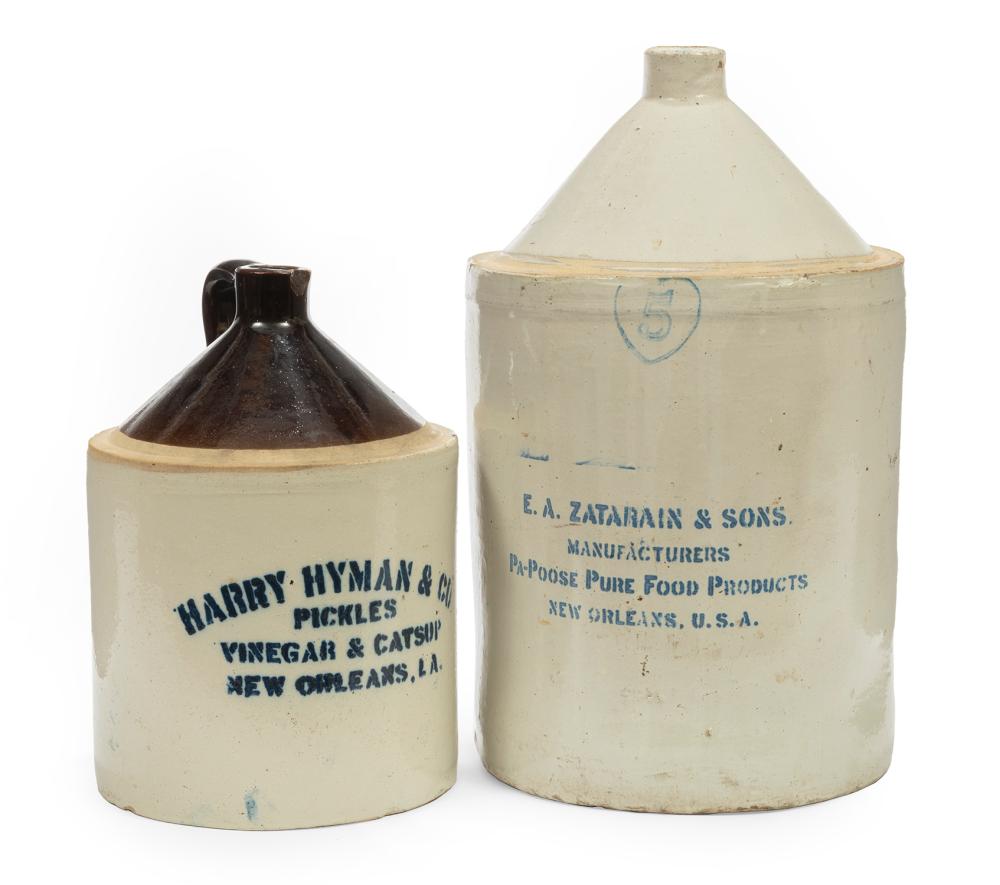 Appraisal: Two New Orleans Stoneware Advertising Jugs th c incl a