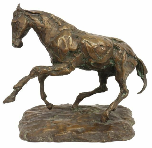 Appraisal: Cold cast bronze resin sculpture in a bronze finish Horse