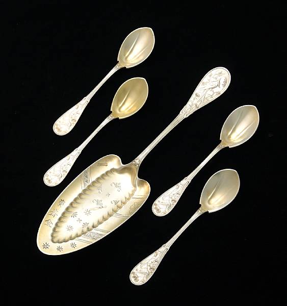 Appraisal: A parcel-gilt sterling set twelve ice cream spoons and matching