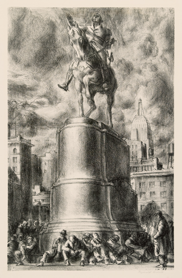 Appraisal: REGINALD MARSH Union Square Lithograph x mm x inches full