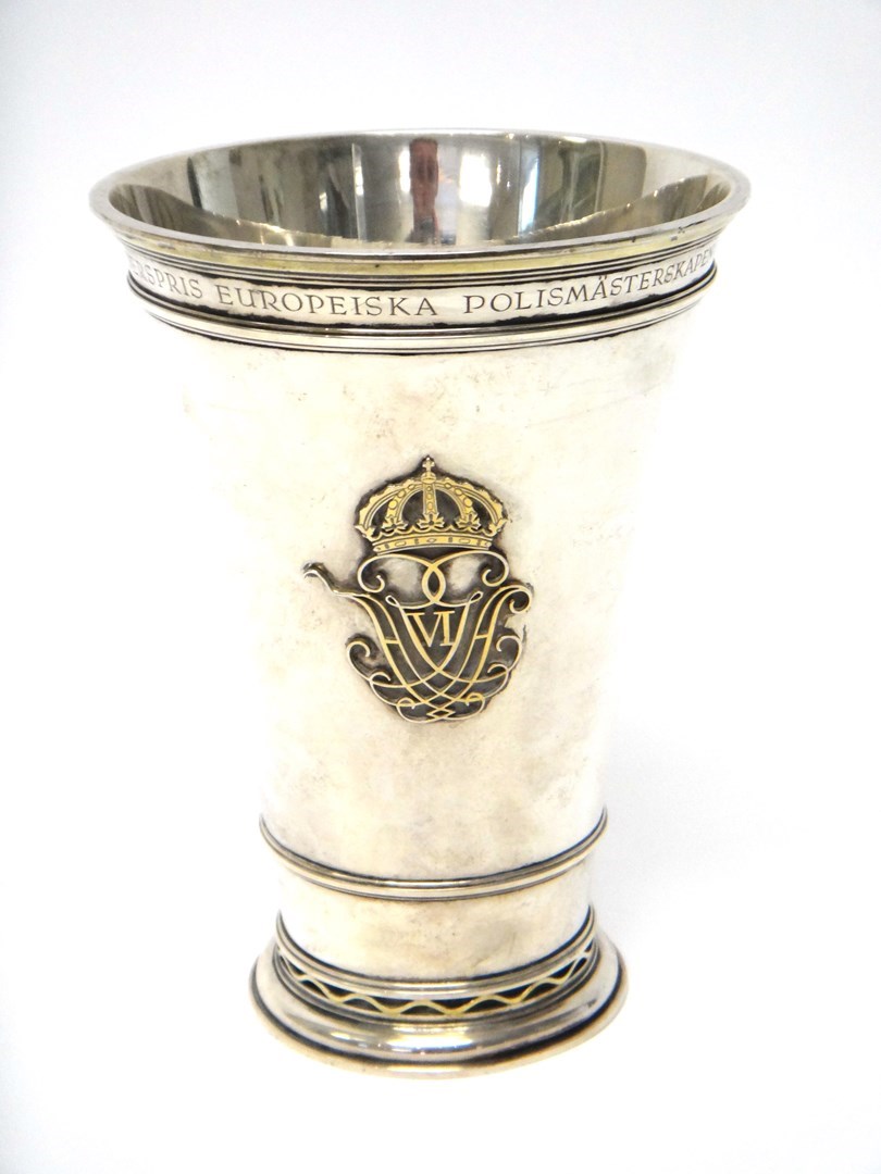 Appraisal: A Swedish silver beaker Stockholm maker K Anderson the flared