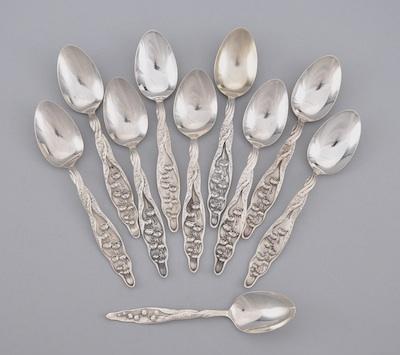 Appraisal: A Group of Sterling Silver Teaspoons by Whiting Consisting of