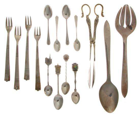 Appraisal: Collection of Sterling and Silverplate Articles comprising souvenir spoons flatware