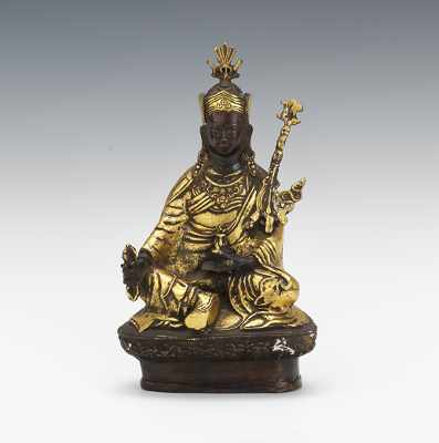 Appraisal: A Parcel Gilt Cast Bronze Seated Padma Sambhav Depicted seated